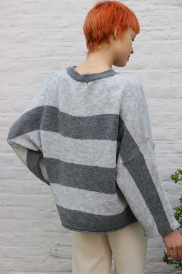 Gestreepte trui Meis nm26 - Grijs-lichtgrijs Detail