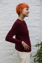 [200807] Cardigan Olivia nm80 ronde hals 8 knopen kabelsteek - Bordeaux Detail