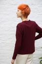 [200807] Cardigan Olivia nm80 ronde hals 8 knopen kabelsteek - Bordeaux Detail