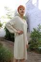 Jurk 7/8 Pim nm50 v-hals recht patroon zacht aanvoelend - Beige Detail