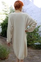 Jurk 7/8 Pim nm50 v-hals recht patroon zacht aanvoelend - Beige Detail