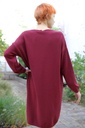 Jurk 7/8 Pim nm50 v-hals recht patroon zacht aanvoelend - Bordeaux Detail