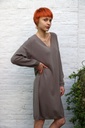 Jurk 7/8 Pim nm50 v-hals recht patroon zacht aanvoelend - Taupe Detail