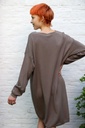 Jurk 7/8 Pim nm50 v-hals recht patroon zacht aanvoelend - Taupe Detail