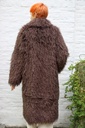 [200822] Jas Quint langharige bouclé eco pels puntkraag  - Bruin Detail