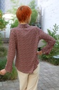 [200829] Blouse Lano nm20 bollenprint kraag nacré doorgeknoopt - Bordeaux-beige Detail