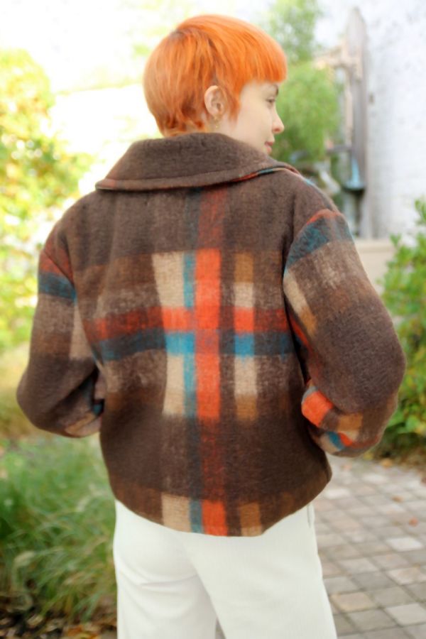 [200833] kort jasje Nico nm100 wazige blokken reverskraag - Bruin-oranje-blauw Detail