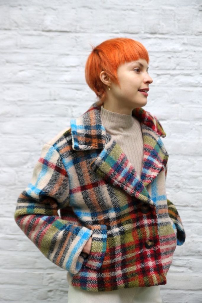 [200834] Kort jasje Nox nm100 schotse ruit reverskraag  - Beige-rood-groen-blauw Detail