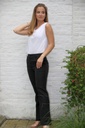 [10017252] Gabardine pants Leyla nm22 elephant leg - Zwart Detail