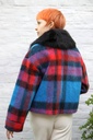 [200836] Nathaniel nm95 kort jasje eco pels kraag schotse ruit - Zwart-blauw-rood Detail