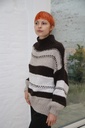 [200853] pull Nabil nm26 gestreept opstaande kraag  - Bruin-taupe-wolwit Detail