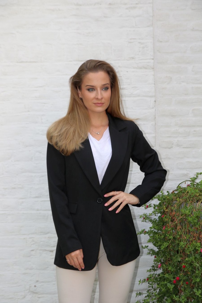 Gabardine waistcoat Lexi nm22 reverskraag - Zwart Detail