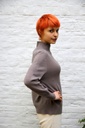 Tricot pull Natalie nm50  opstaande kraag - Donkertaupe Detail