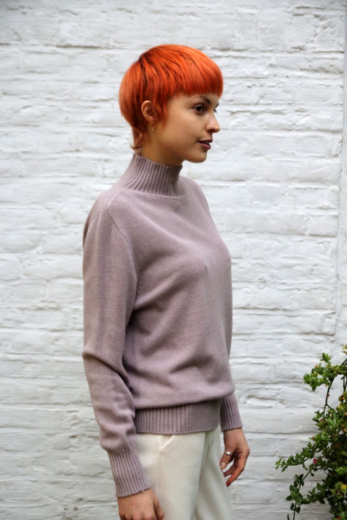 Tricot pull Natalie nm50  opstaande kraag - Lichttaupe Detail