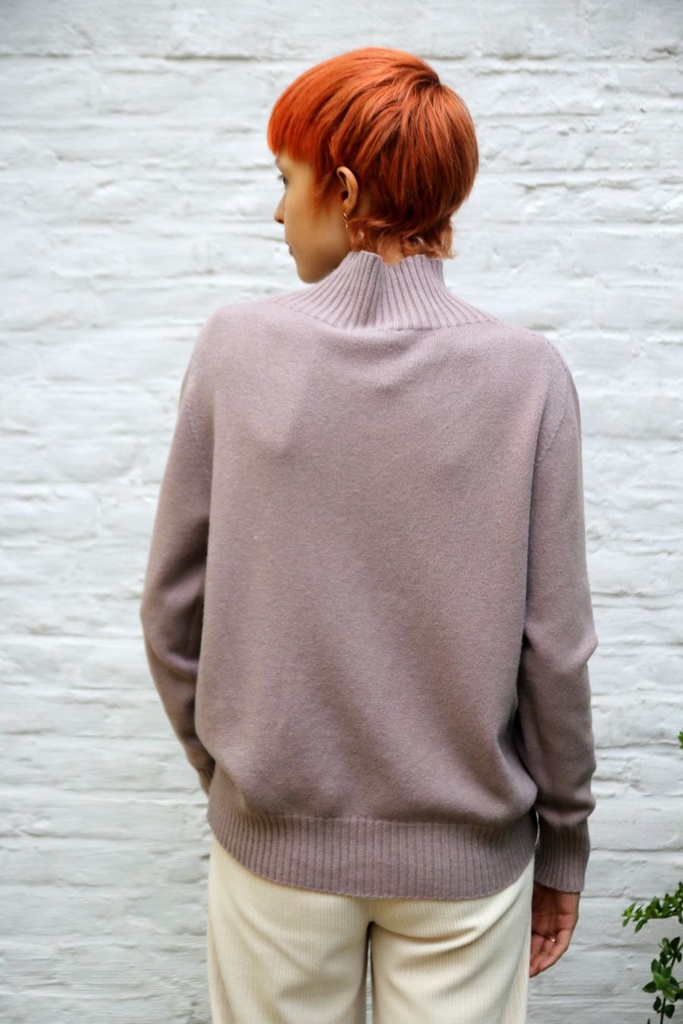 Tricot pull Natalie nm50  opstaande kraag - Lichttaupe Detail