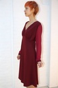 [200879] Jurk Noek v-hals net onder knie doorschijnende mouw - Bordeaux Detail