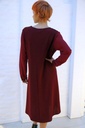 [200879] Jurk Noek v-hals net onder knie doorschijnende mouw - Bordeaux Detail