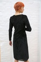 Half lange jurk Lourens nm36 glamy velours op netstof  - Zwart Detail