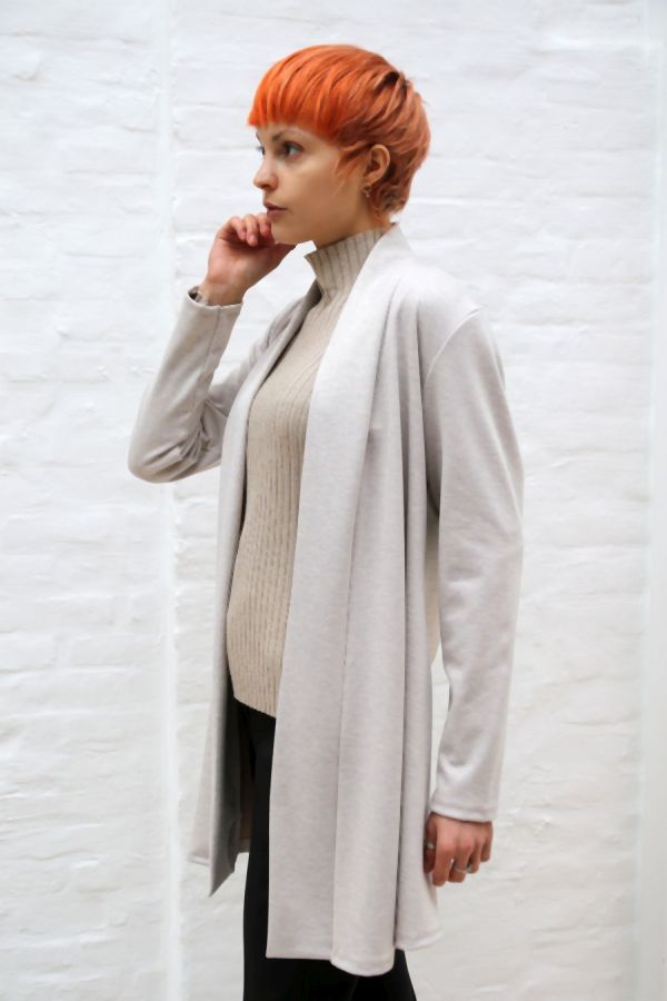 [200886] Cardigan Nik nm32 jersey net boven de knie - Beige Detail