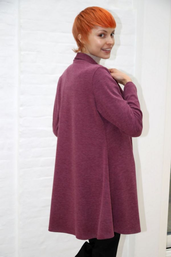 [200886] Cardigan Nik nm32 jersey net boven de knie - Bordeaux Detail