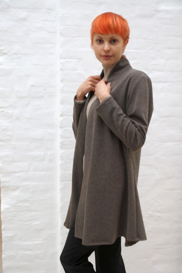 [200886] Cardigan Nik nm32 jersey net boven de knie - Taupe Detail