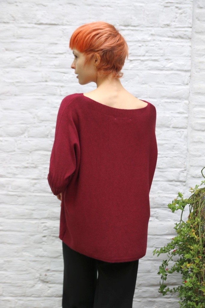 [10017282] Pull Mart 3/4e mouw nm50 boot - Bordeaux Detail