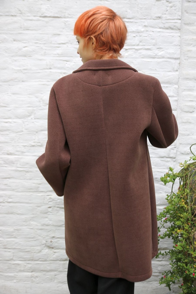 Jas Lamis nm50 reverskraag  1 knop scuba voering - Bruin Detail