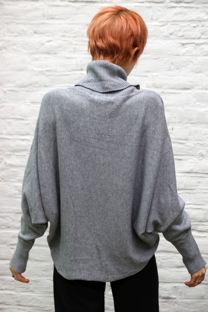 [10017489] Lilly nm60 rolkraag vleermuismouw bevat kasjmier - Grijs Detail