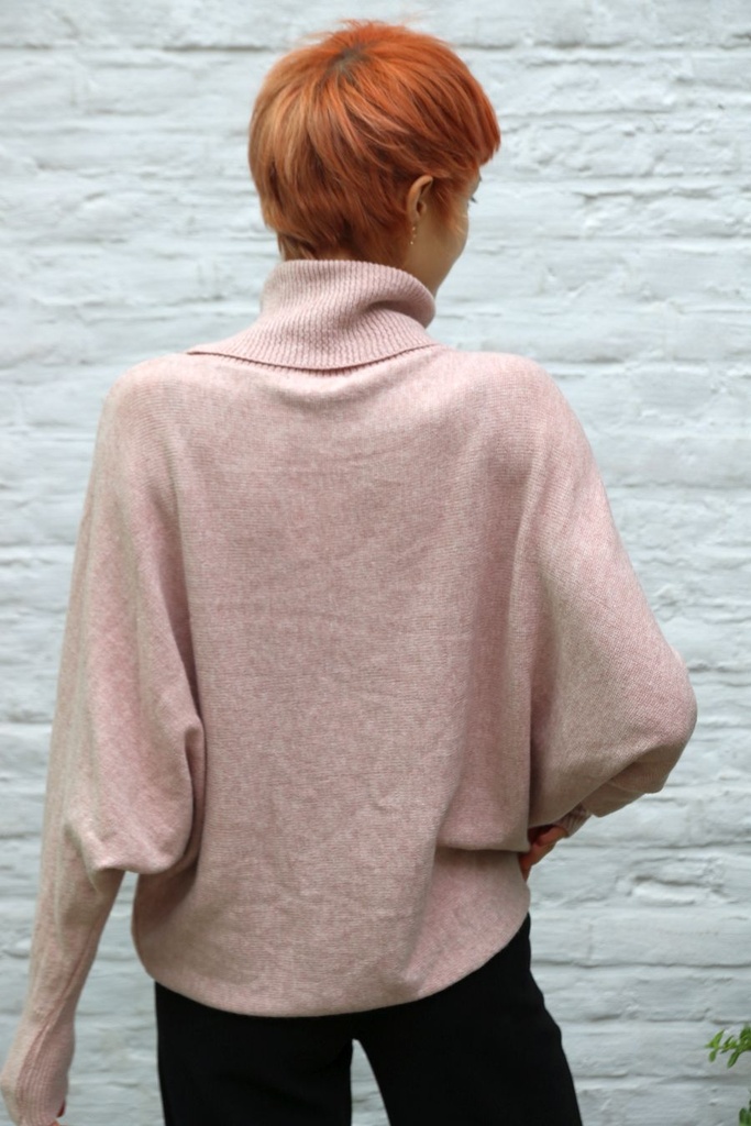 [10017489] Lilly nm60 rolkraag vleermuismouw bevat kasjmier - Oudroze Detail