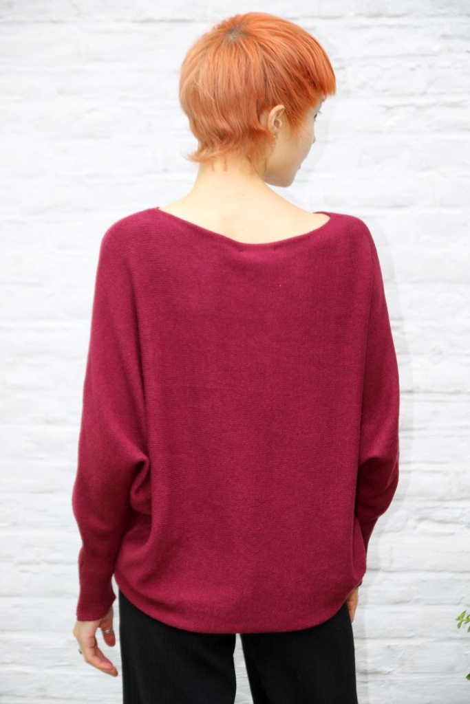 Pul Lori nm60 boothals vleermuismouw bevat kasjmier - Bordeaux Detail