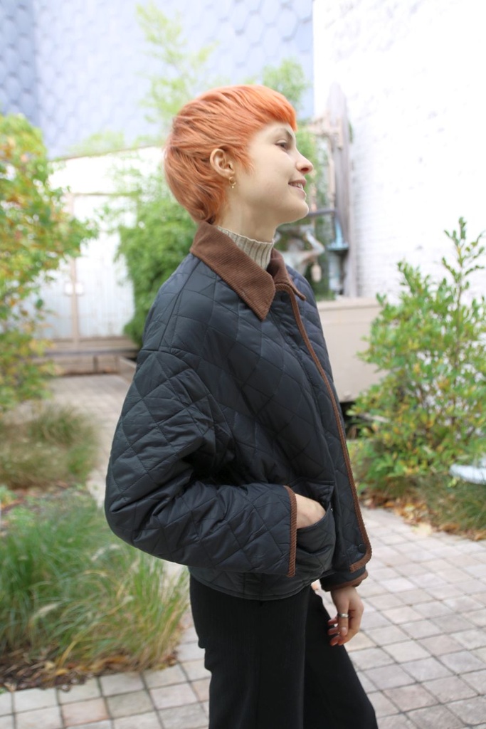 Matelassé vest Maurits geribde kraag - Zwart-bruin Detail