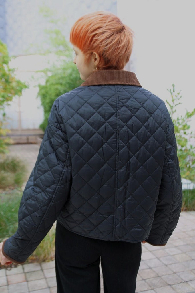 Matelassé vest Maurits geribde kraag - Zwart-bruin Detail