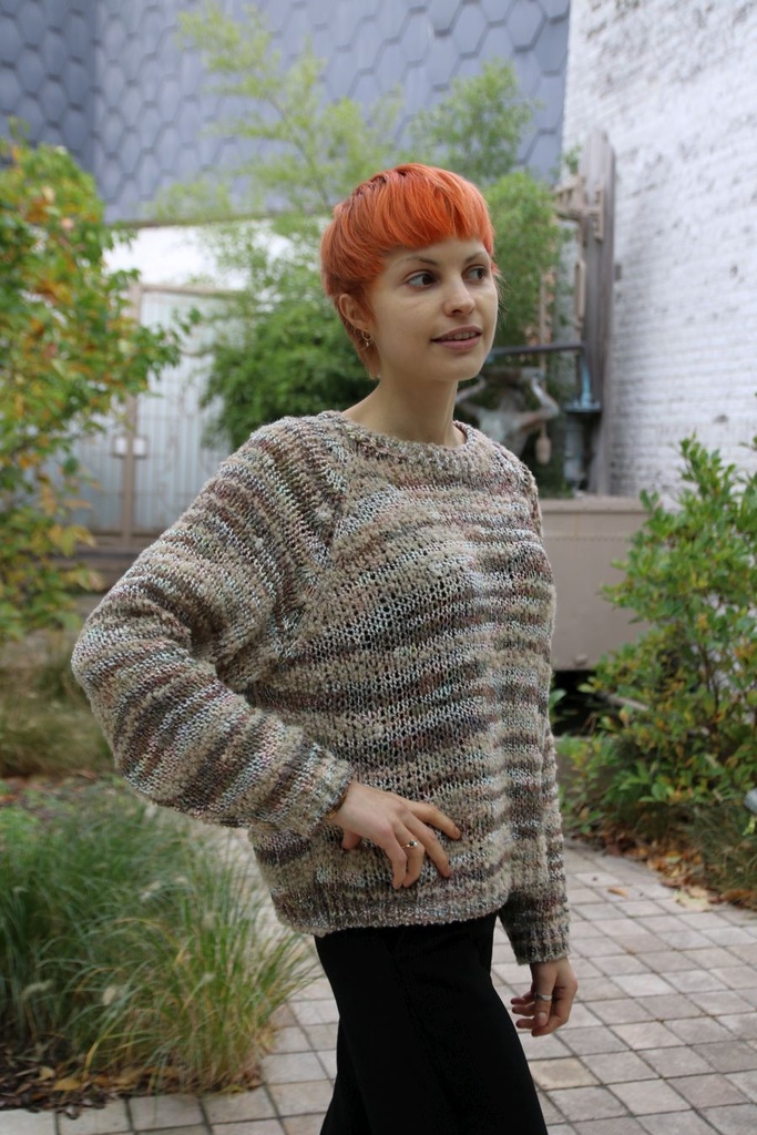 Bouclé toon op toon gelijnde trui Layla - Beige-taupe Detail