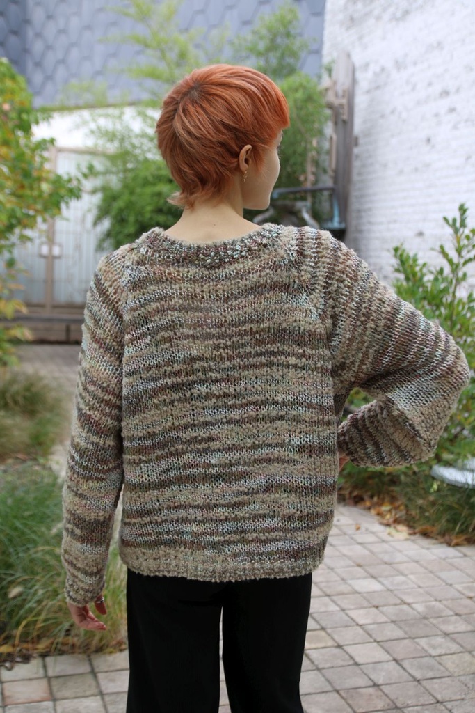 Bouclé toon op toon gelijnde trui Layla - Beige-taupe Detail