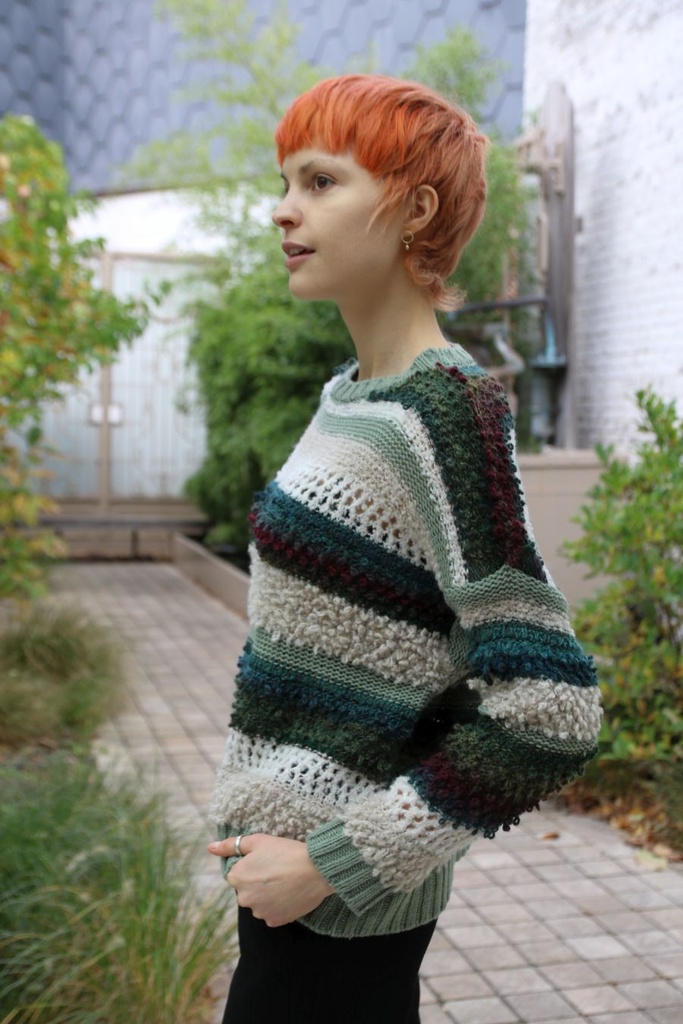 Pul Lance nm38 blouclé jacquard strepen - Kaki-beige Detail