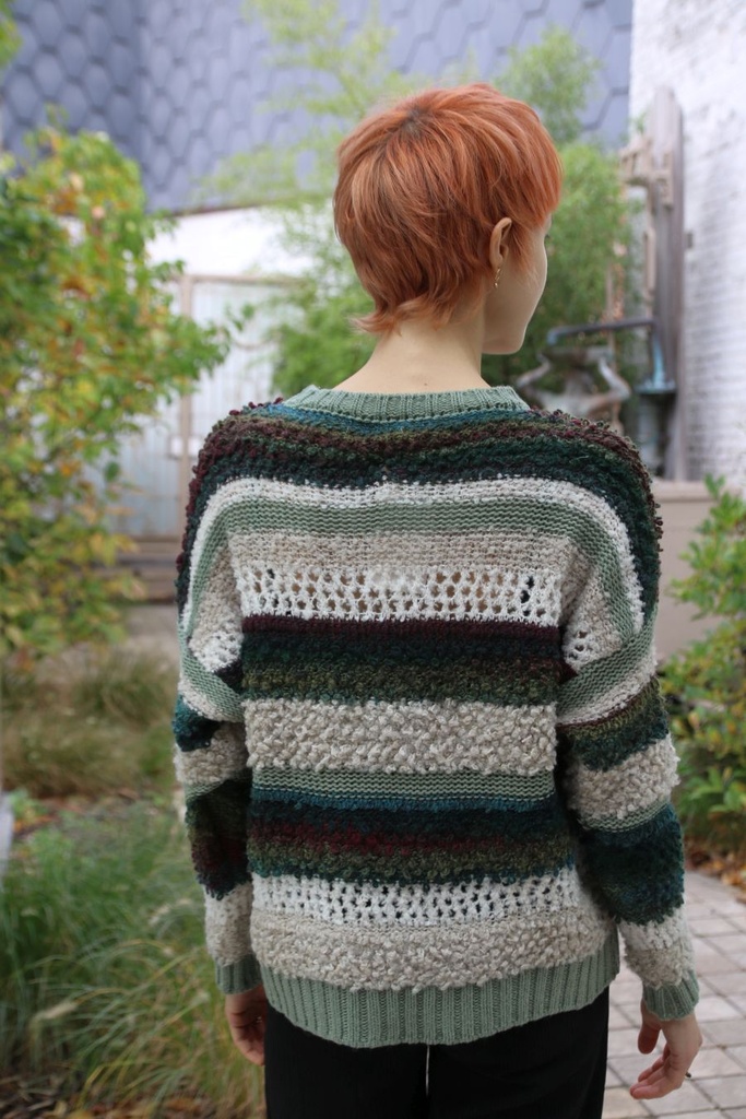 Pul Lance nm38 blouclé jacquard strepen - Kaki-beige Detail