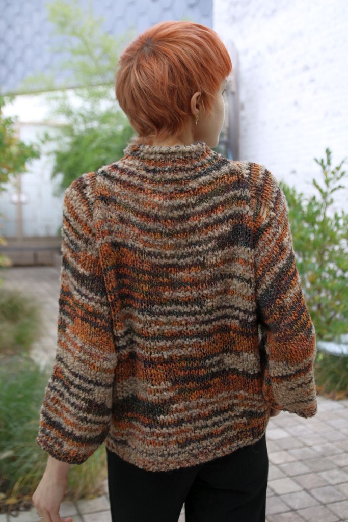 Tricot pull Naud nm36 in boucléstof ronde hals - Roestbruin-bruin-beige Detail