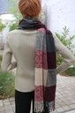 [200752] Geruite sjaal Nikita nm100 met fransjes - Bordeaux-beige-zwart Detail