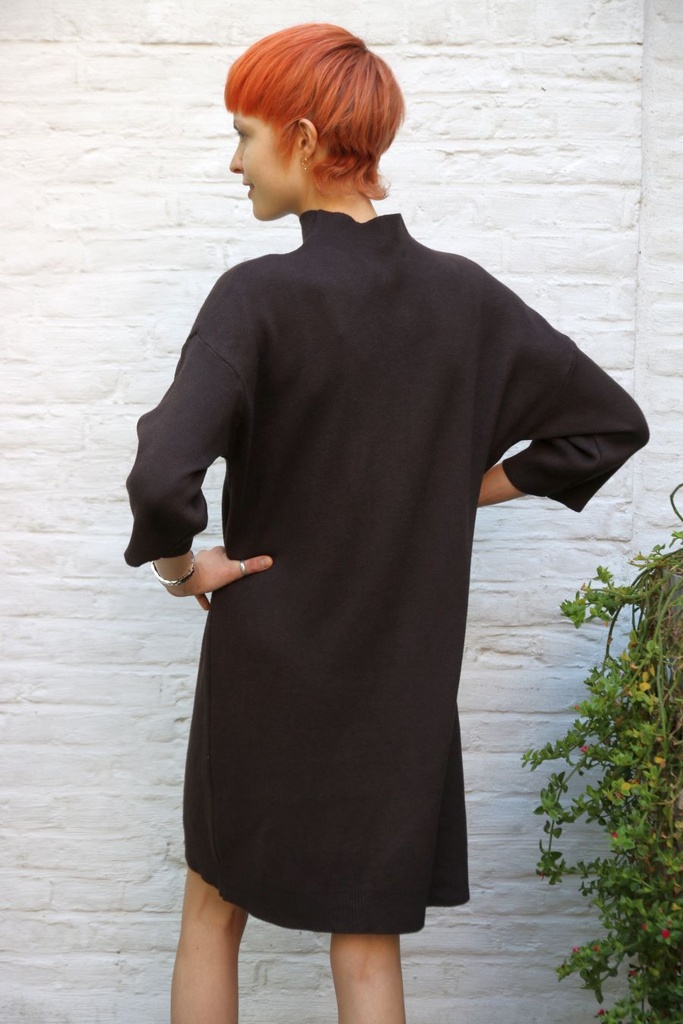 Jurk 7/8 Puck nm50 dichte hals recht patroon warm - Bruin Detail