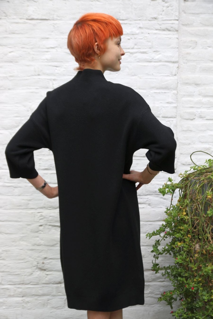 Jurk 7/8 Puck nm50 dichte hals recht patroon warm - Zwart Detail