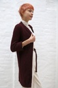 [10017525] Tricot half lange jas Leticia nm30 kraagloos bevat mohair   - Bordeaux Detail