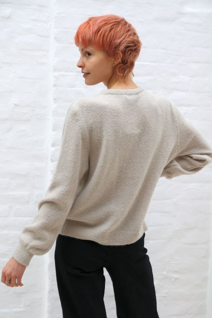 [10017280] Cardigan Lieuwe nm25 ronde hals 25 procent super fijne alpaga - Beige Detail