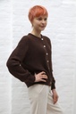 [10017280] Cardigan Lieuwe nm25 ronde hals 25 procent super fijne alpaga - Bruin Detail