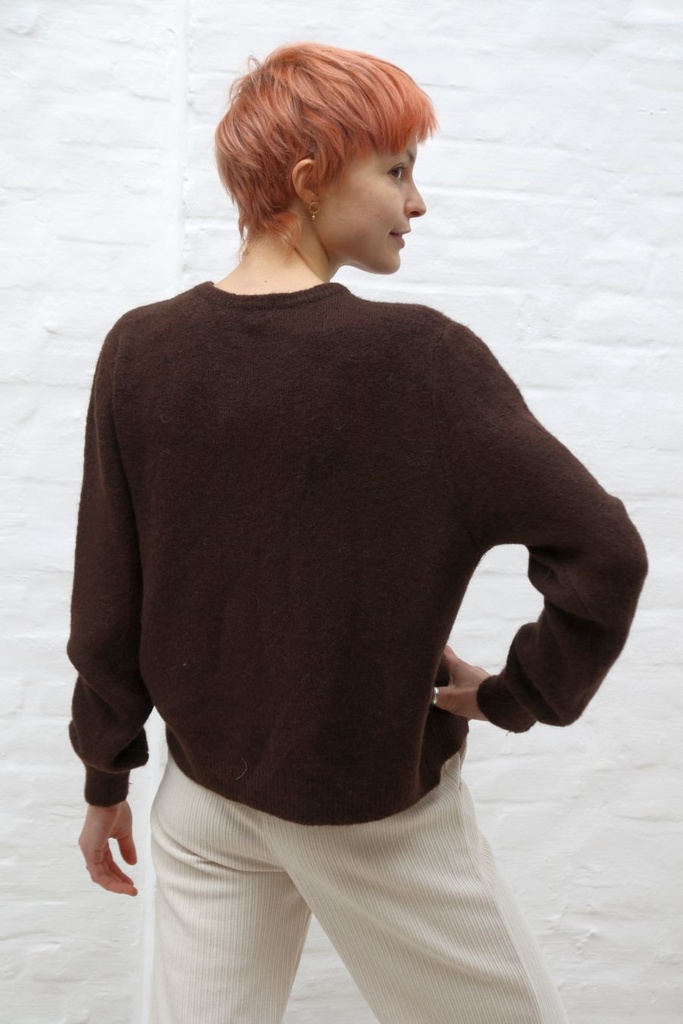 [10017280] Cardigan Lieuwe nm25 ronde hals 25 procent super fijne alpaga - Bruin Detail