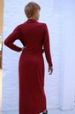 [200898] Lange tricot jurk Nyah nm50 split broche taille drapage  - Bordeaux Detail