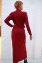 [200898] Lange tricot jurk Nyah nm50 split broche taille drapage  - Bordeaux Detail
