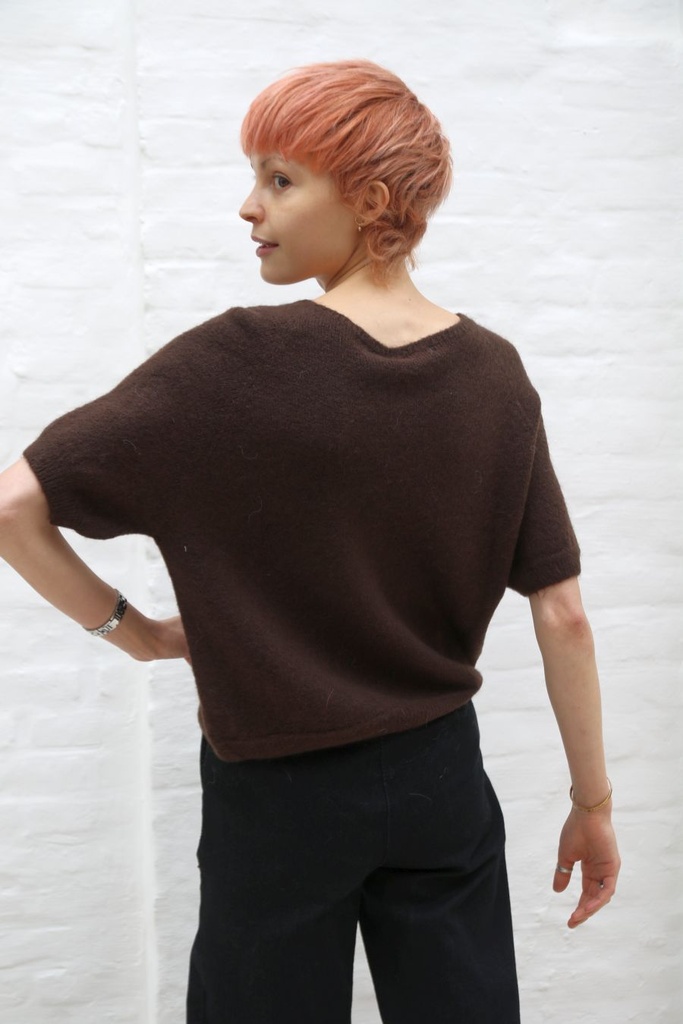 [10017518] Pul Lieneke nm25 V-hals Amerikaanse mouwinzet - Bruin Detail