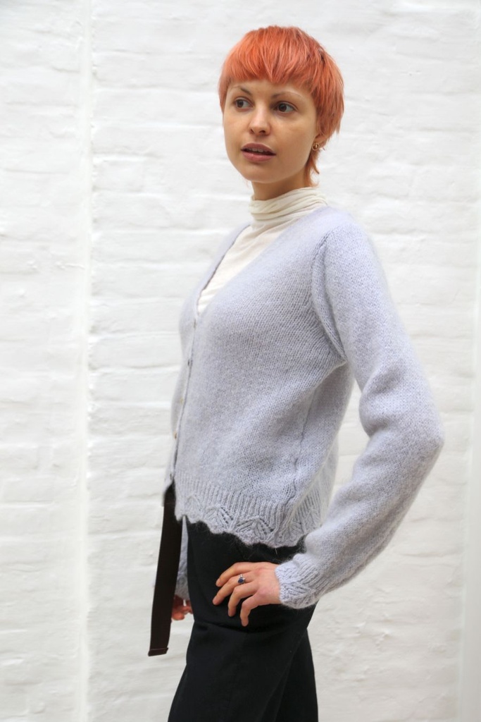 [10017527] Mohair cardigan Lisandro nm65 hals nacré knopen  - Lichtgrijs Detail