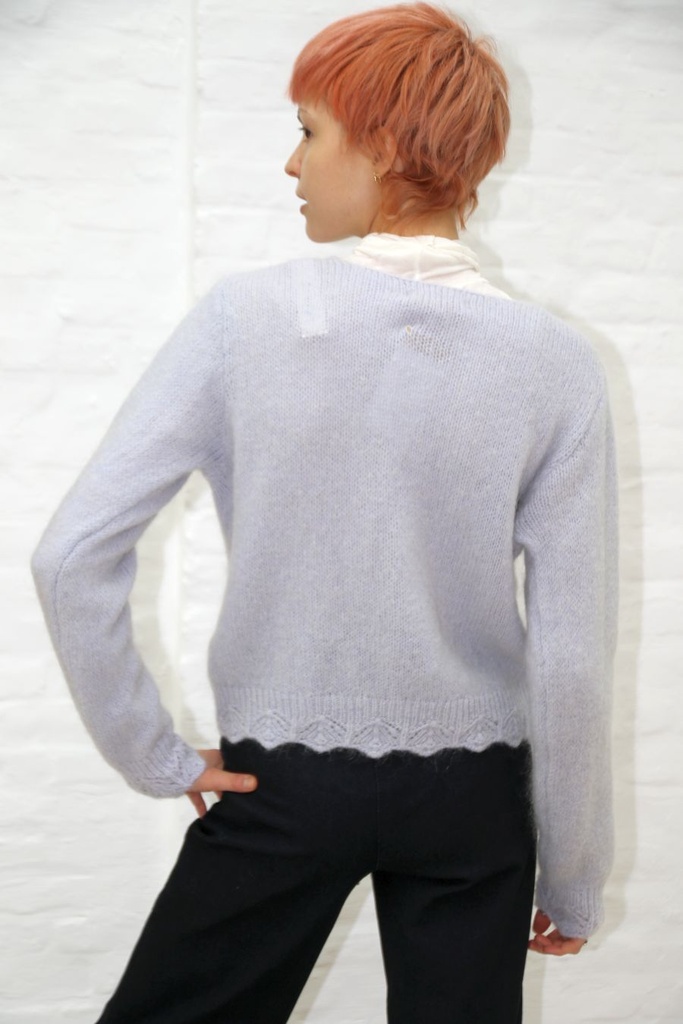 [10017527] Mohair cardigan Lisandro nm65 hals nacré knopen  - Lichtgrijs Detail