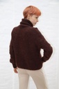 [200892] Pull Pelle nm55 zacht rolkraag alpaca en mohair - Donkerbruin Detail